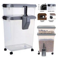 Heavy-Duty 30+10L Large Dry Pet Food Container With Locking Lid Dog Cat Supply