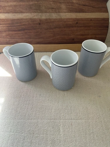 Dansk Ringsted Blueb striped Coffee Mugs Set 3 