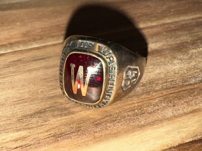 University Of Washington Huskies 1983 6K Gold Men's Ring w/ Red