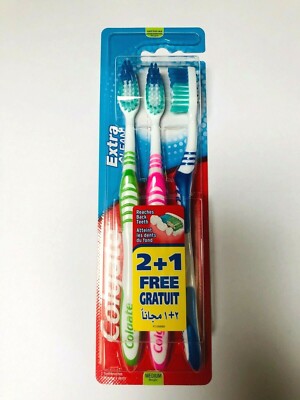 Zahnbürste COLGATE 3er ( 2 + 1 ) Extra Clean Medium Reise Urlaub Camping neu U18