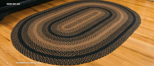 Ebony Braided Area Rug By IHF Rugs. Oval & Rectangle. Many Sizes. Black/Tan - Picture 46 of 55