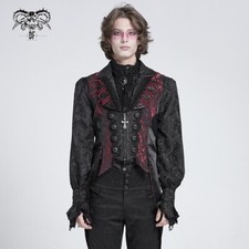 Devil Fashion MenBlack Red Retro Gothic Victorian Swallowtail Waistcoat Fit Vest