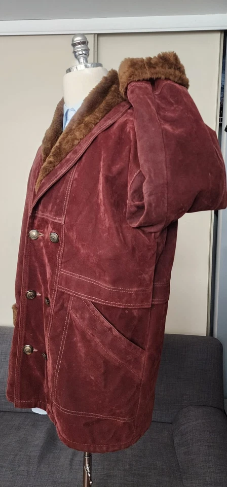 CA Shearling Italian collection Maroon suede coat. Sz 43 - Image 3 of 4