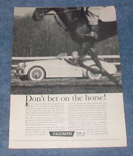 1960 Triumph TR-3 Vintage Ad "Don't Bet on the Horse!" TR3
