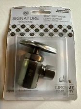 NIP Signature Hardware Angle Stop Valve 1/2" IPS X 3/8" OD Brushed Nickel SH201