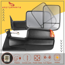 Pair Tow Mirrors Power Heated Led Signal Light For 98-02 Dodge Ram1500 2500 3500