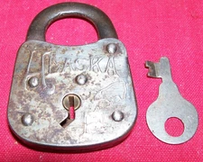 Antique “Alaska” Padlock Lock Old Vintage Gold Rush Box Chest Trunk Collectible