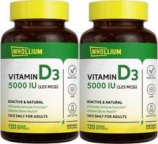 New 2 PACK Vitamin D D3 5000IU 240 Softgels Vegetarian Non GMO