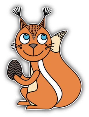 Squirrel Cute Cartoon Animal Car Bumper Sticker Decal -  ''SIZES''