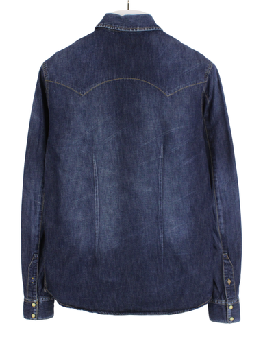 Scotch & Soda Shirt Men M Denim Western Faded Snap Buttons Blue - Picture 2 of 12