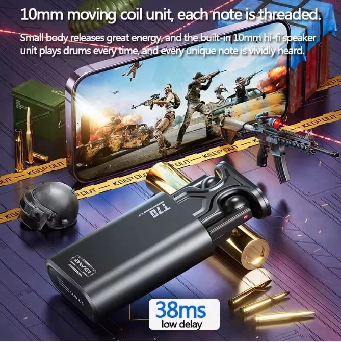 Awei T70 800mAh Wireless Bluetooth V5.3 Gamer, Sports Noise Canceling Earbuds - Image 4 of 4