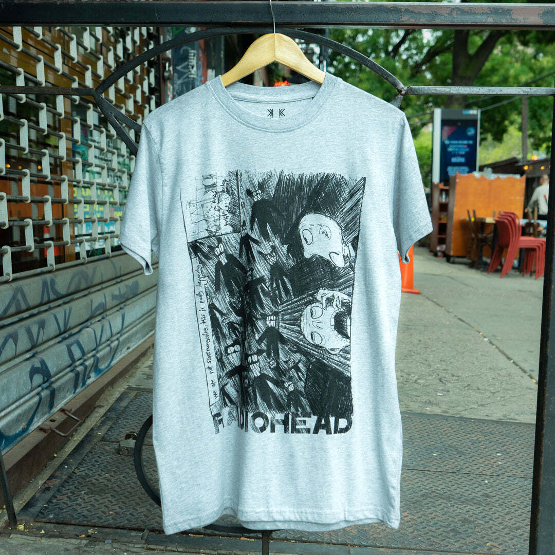 90s Reprint Radiohead Scribble Grey Short sleeve Unisex T shirt NH12783