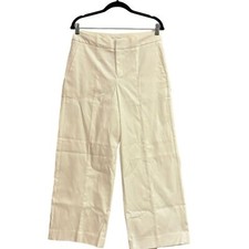 Everlane Women’s White High Rise Wide Leg Classic Minimalist Trousers w Pockets