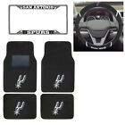 6pc Nba San Antonio Spurs Floor Mats Steering Wheel Cover & License Plate Frame