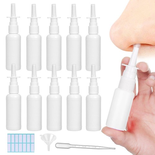 10 botellas de aerosol nasal recargables con pipeta, embudo y etiquetas - 10-50 ml W - Imagen 26 de 26