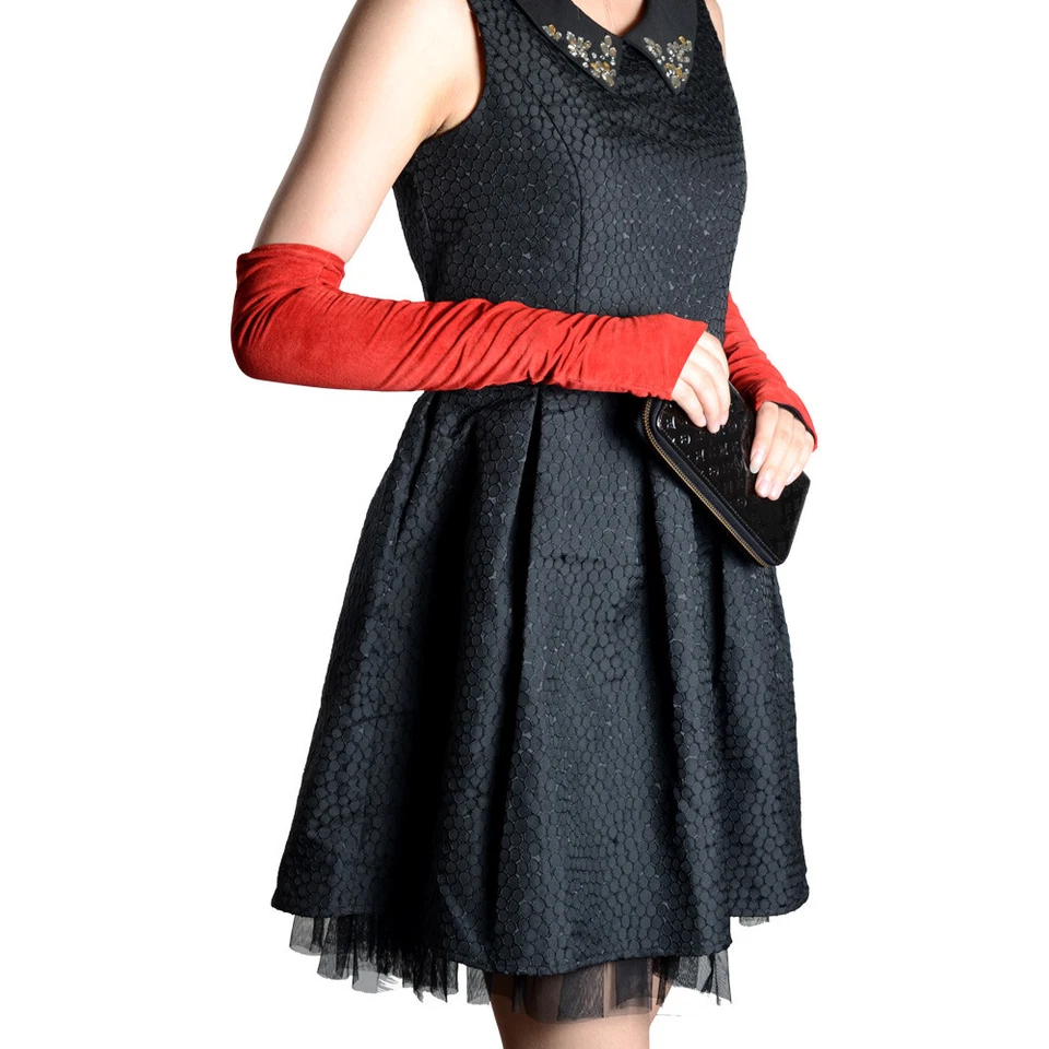 Mujer Gamuza Cuero Semidedo Sin Dedos Fiesta Noche Guantes Largos Mitones Foto 2 de 4