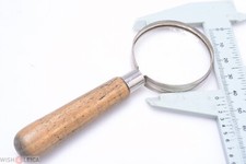 10X MAGNIFIER LOUPE MAGNIFYING GLASS FRENCH C. 1940 WOOD HANDLE