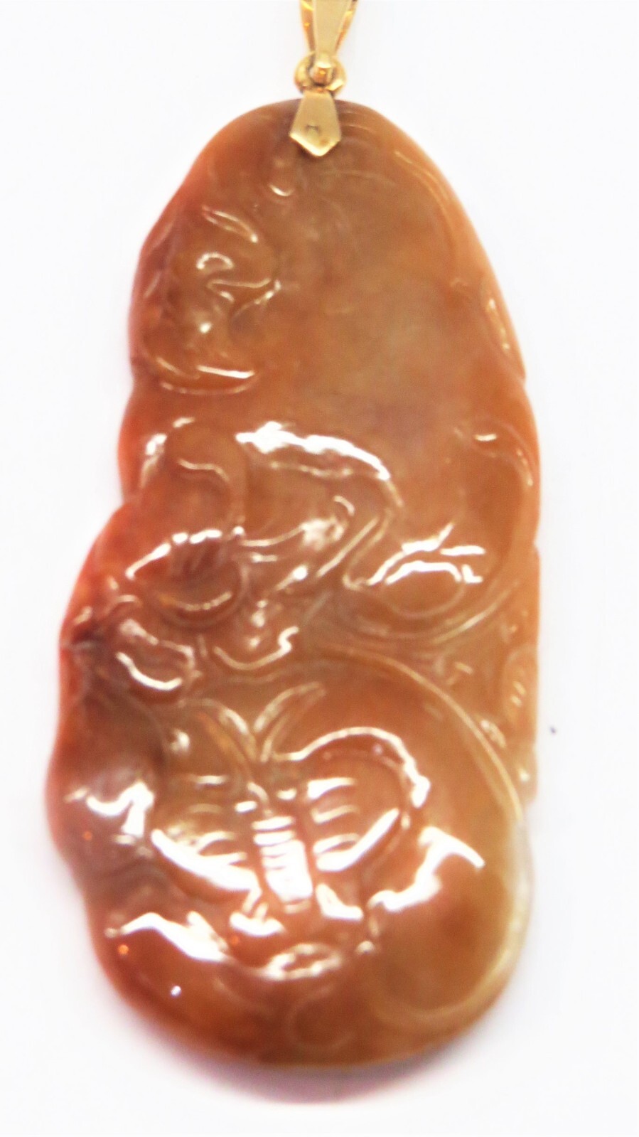 GUMP'S RARE SIGNED GUMP'S 14K GOLD CARVED BROWN JADE … Gem