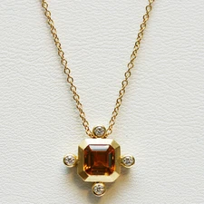 David Yurman Novella 18k Gold Madeira Citrine Pendant Necklace Diamonds