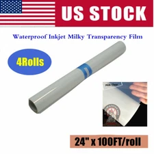 QOMOLANGMA 4 Rolls/Pack 24" x 100FT Waterproof Inkjet Milky Transparency Film