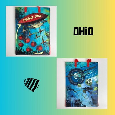 Trader Joes Re-useable Shopping Tote Gift Bag Ohio Buckeye State NEW