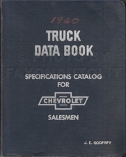 1960 Chevy Truck Data Book Dealer Album Options Accessories Pickup El Camino Etc