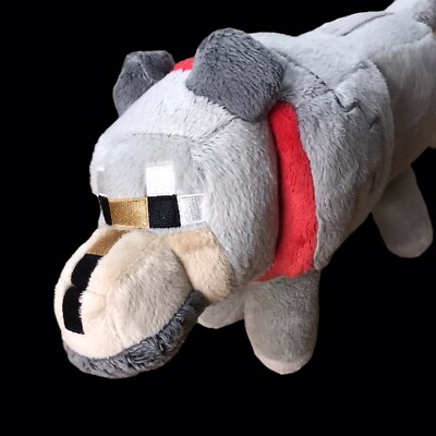 Minecraft Tamed Gray Wolf Plush Red Collar Mojang Jinx 15