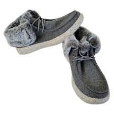 Bob's From Skechers Women's Grey Felt Upper Faux Fur Lined Slipper Shoe 6.5