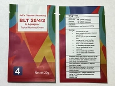 BLT (Benzocaine/Lidocaine/Tetracaine) 20/4/2 % in Aquaphor 20 gm packet each