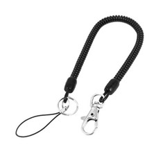 Retractable Coil Spring Keychain Spiral Fishing Lanyard Cord with Lobster Clasp
