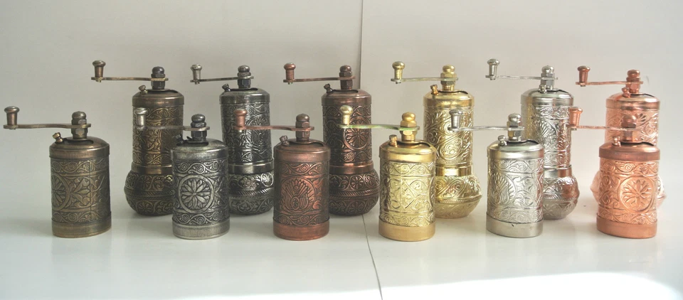 Set of 2, Turkish Black Pepper Grinder, Manual Hand Mill 4.3" / 3.2" Height  - Image 2 of 4