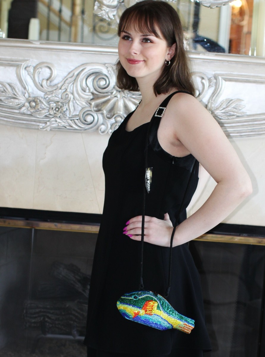 TIMMY WOODS MINIAUDIERE TROPICAL Swarovski Crystal PARROT FISH