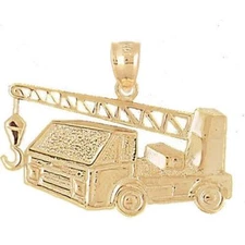 New 14k Yellow Gold Cement Truck Pendant