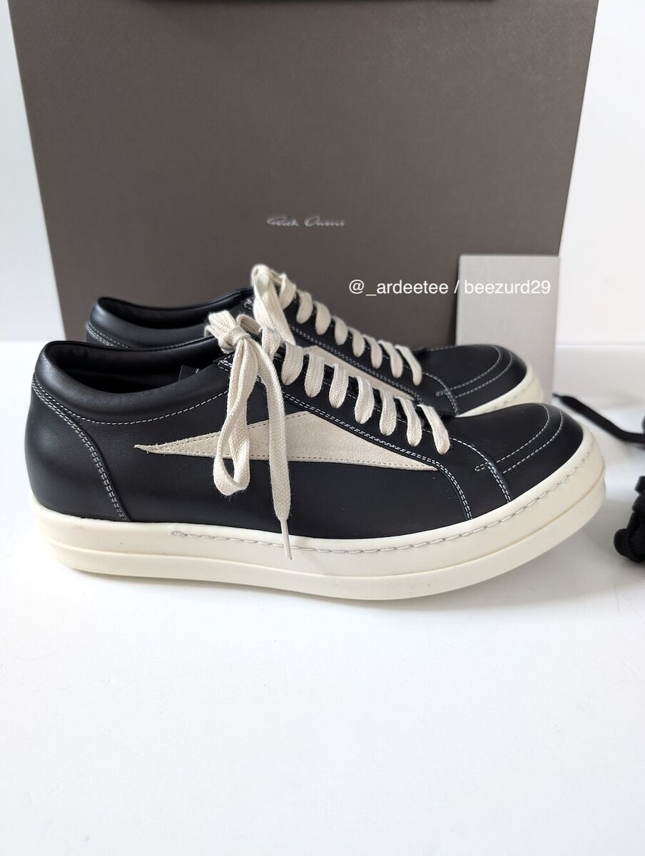 NEW* RICK OWENS LEATHER VINTAGE SNEAKS LOW SNEAKERS LUXOR NEW* RICK OWENS LEATHER VINTAGE SNEAKS LOW SNEAKERS LUXOR