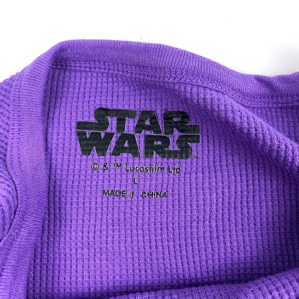 Ropa de dormir Star Wars para mujer talla L púrpura C-3PO R2-D2 Chewie Yoda manga larga gofre Foto 4 de 4