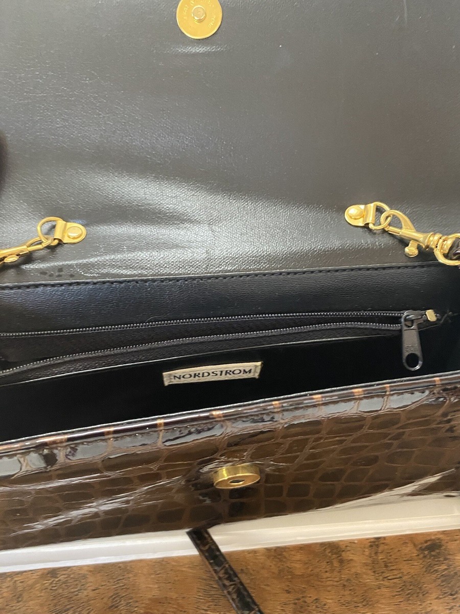 Nordstrom Crossbody Purse Brown Embossed Faux Croc Leather