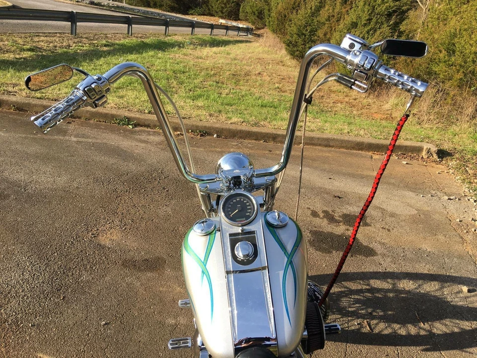 Par de espejos retrovisores cromados mini ovalados para Harley Touring Dyna Sportster Cruiser Foto 4 de 4