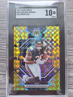 Chicago Bears Roschon Johnson 2023 Mosaic Rookie RC Gold Prizm 05/10 #359 SGC 10