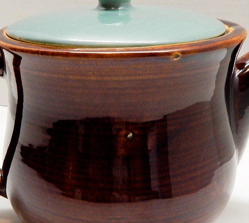 Red Wing Pottery USA Village Green Teal Brown Pottery Tea Kettle Pot - Picture 6 of 11