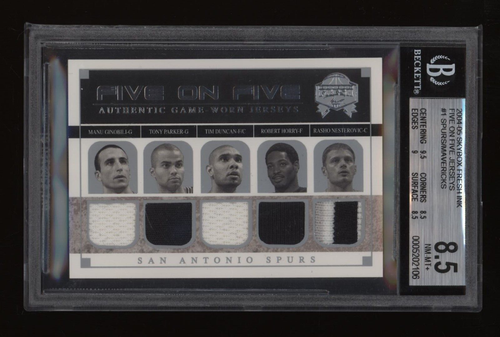 2004-05 Tim Duncan Dirk Nowitzki Parker BGS 8.5 Skybox Game Worn Patch #155/199