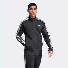 Adidas Men Black Essentials Warm-Up 3-Stripes Full Zip Track Jacket SZ: 5XL NWT