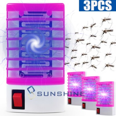 3 Mosquito Killing Lamp Efficient Bugs Insect Fly Zapper Trap Plug-in Electronic