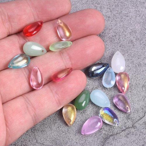 10pcs 14x8mm Teardrop Crystal Lampwork Glass Top Drilled Pendants Loose Beads - Picture 2 of 31
