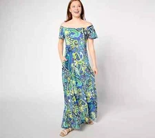 Attitudes by Renee Como Jerse Maxi Dress-Paisley Voyage-Large A637009