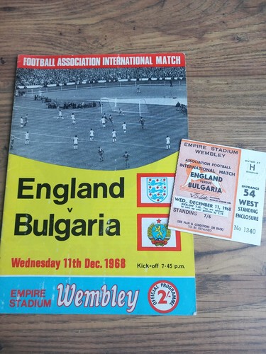 1968 England vs Bulgaria Programme & Ticket
