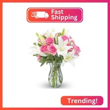 Benchmark Bouquets Oriental Lily  Pink Rose Bouquet   Real Fresh Flowers for De