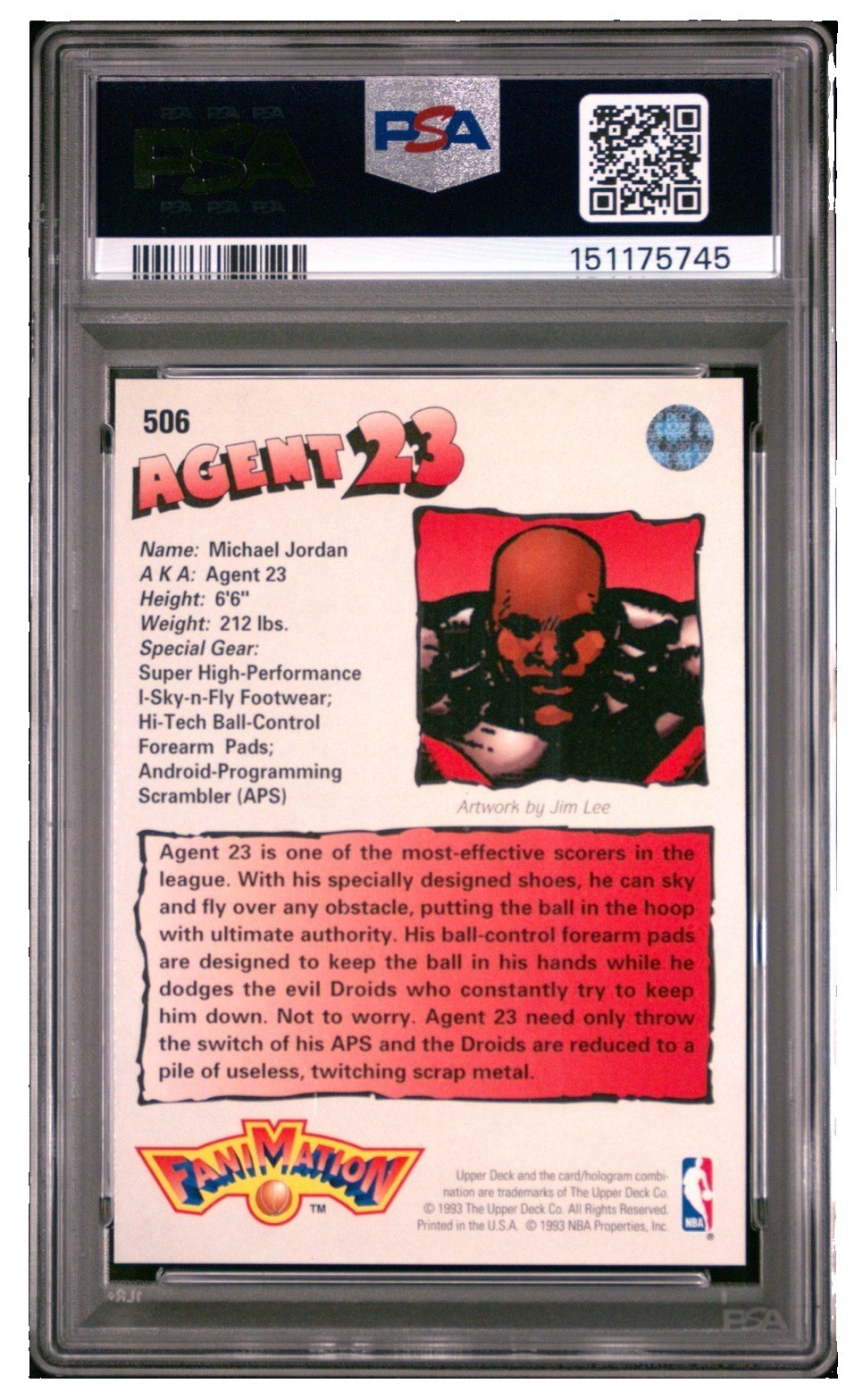 1992 Upper Deck MICHAEL JORDAN Fanimation #506  PSA 9 “Agent 23”ONLY 2  Left 🔥 view 2