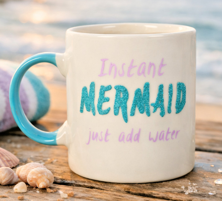 Instant Mermaid Just Add Water Ceramic Mug Coffee Tea Cup Drink Handle Gift Box