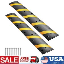 2 Pack 6ft Rubber Speed Bump 2 Channel 66000 Lbs Load Heavy Duty Road Speed Hump