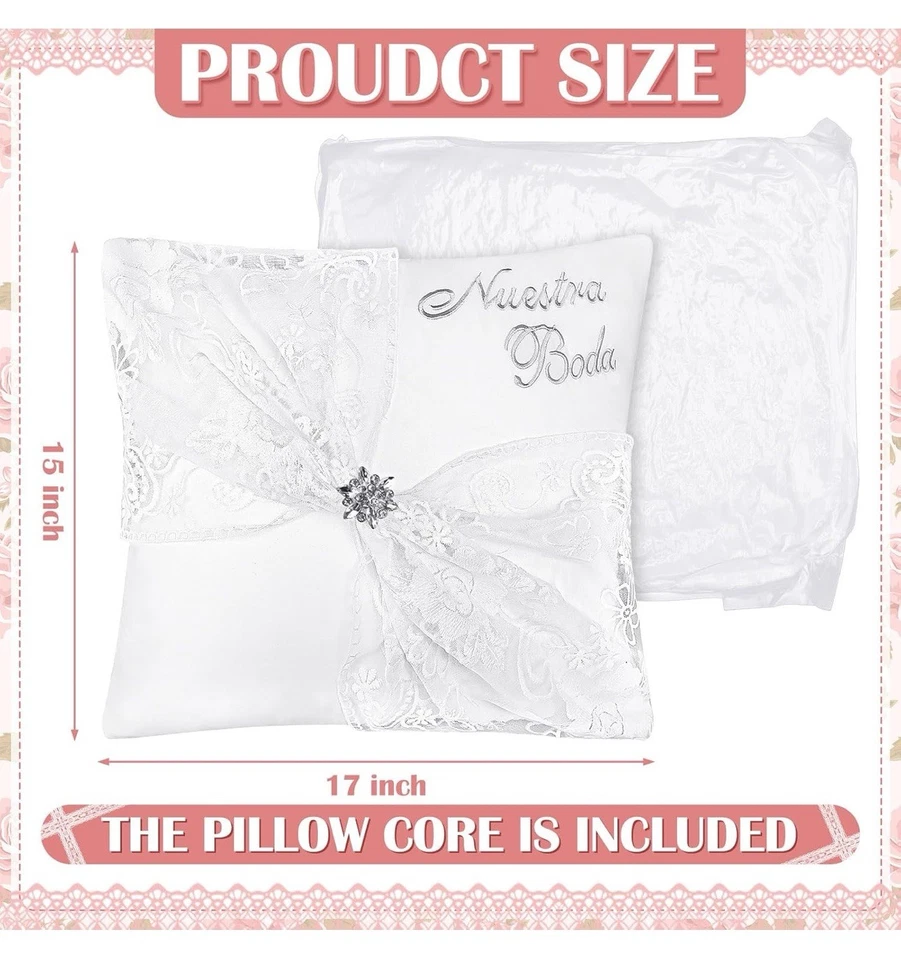Almohadas de rodillas bordadas para boda Nuestra Boda con 2 almohadas 2 piezas Foto 2 de 4